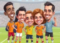 caricaturas de jogadores da Copa