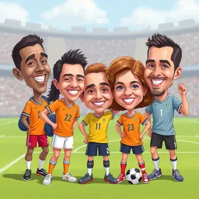 caricaturas de jogadores da Copa