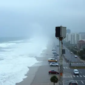 fortes ventos em São Vicente, SP