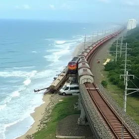 seis vagões de trem tombam